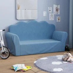 Meubelen Voor Baby'S & Peuters*vidaXL Kinderbank 2-zits zacht pluche Blauw