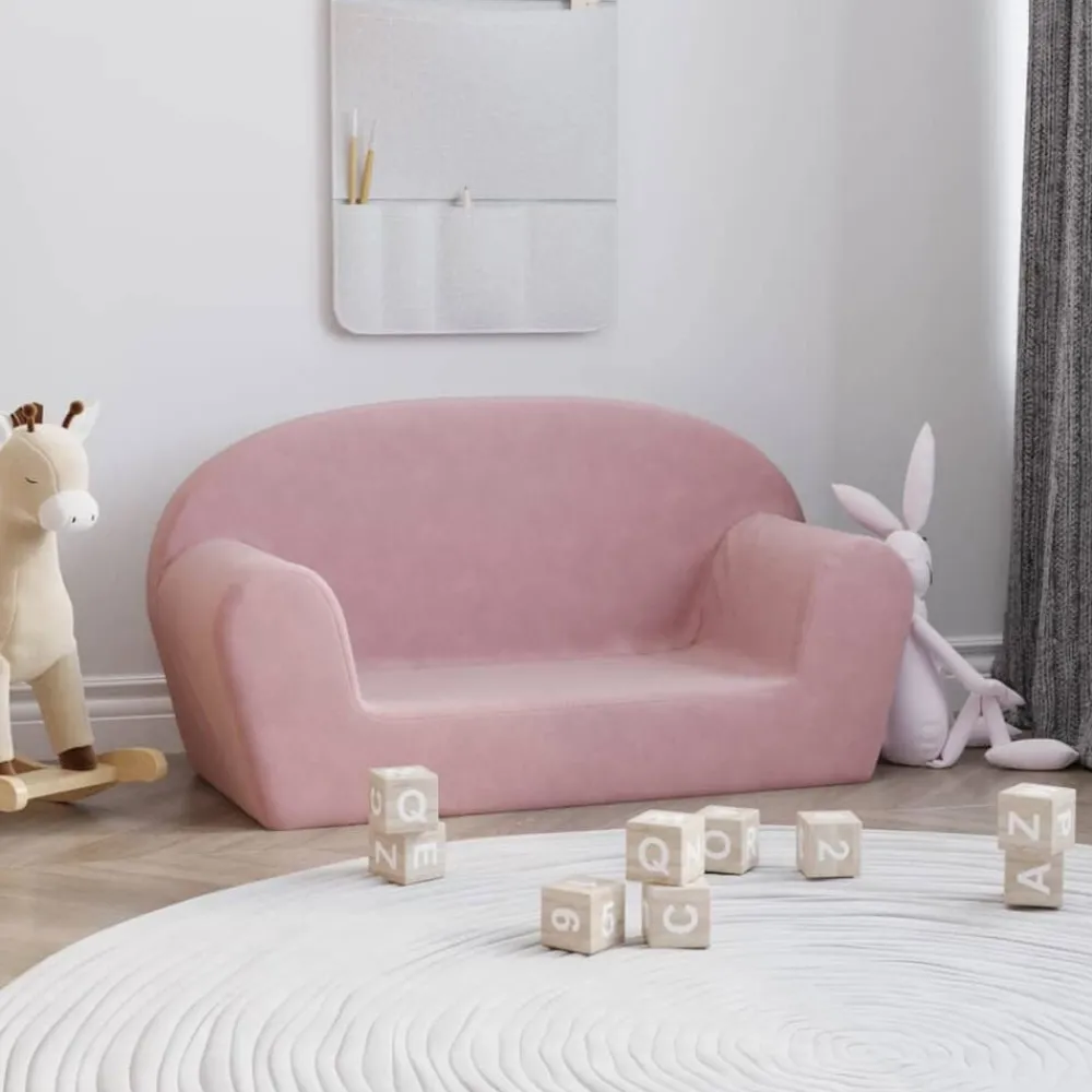 Meubelen Voor Baby'S & Peuters*vidaXL Kinderbank 2-zits zacht pluche Roze