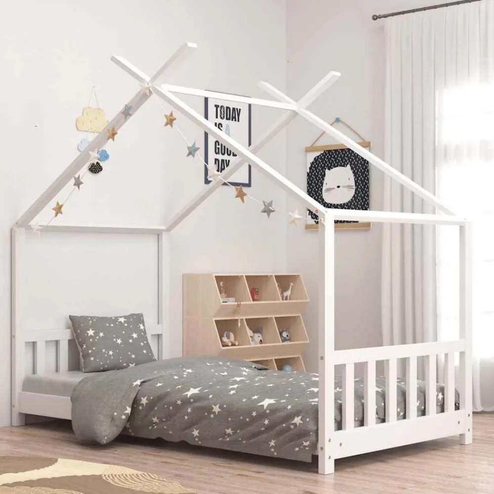 Meubelen Voor Baby'S & Peuters*vidaXL Kinderbedframe massief grenenhout 70x140 cm Wit