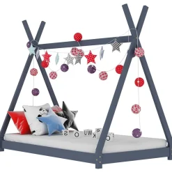 Meubelen Voor Baby'S & Peuters*vidaXL Kinderbedframe massief grenenhout 70x140 cm Grijs