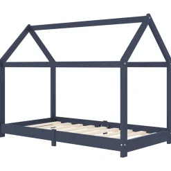 Meubelen Voor Baby'S & Peuters*vidaXL Kinderbedframe massief grenenhout 70x140 cm Grijs
