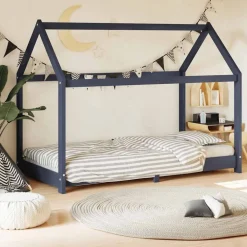 Meubelen Voor Baby'S & Peuters*vidaXL Kinderbedframe massief grenenhout 70x140 cm Grijs