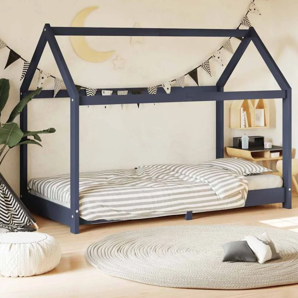 Meubelen Voor Baby'S & Peuters*vidaXL Kinderbedframe massief grenenhout 70x140 cm Grijs