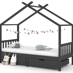Kinderbedframe met lades grenenhout 90x200 cm>vidaXL