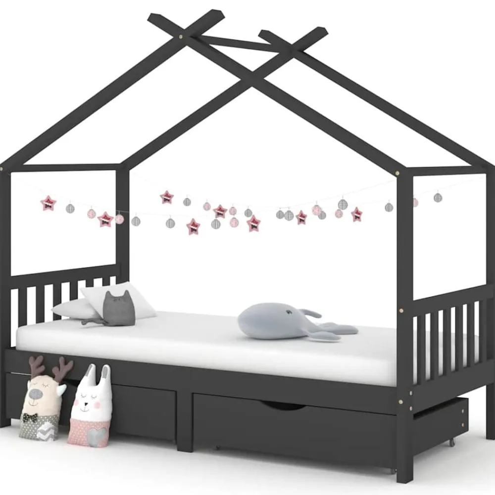 Kinderbedframe met lades grenenhout 90x200 cm>vidaXL