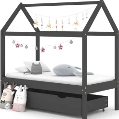 Kinderbedframe met lade grenenhout 70x140 cm>vidaXL