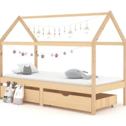 Meubelen Voor Baby'S & Peuters*vidaXL Kinderbedframe met lades massief grenenhout 90x200 cm Bruin