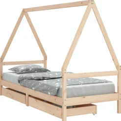Kinderbedframe met lades 80x200 cm massief grenenhout>vidaXL Discount