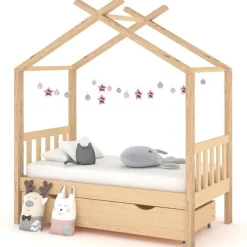 Kinderbedframe met lade massief grenenhout 70x140 cm>vidaXL Clearance
