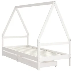 Meubelen Voor Baby'S & Peuters*vidaXL Kinderbedframe met lades 80x200 cm massief grenenhout Wit