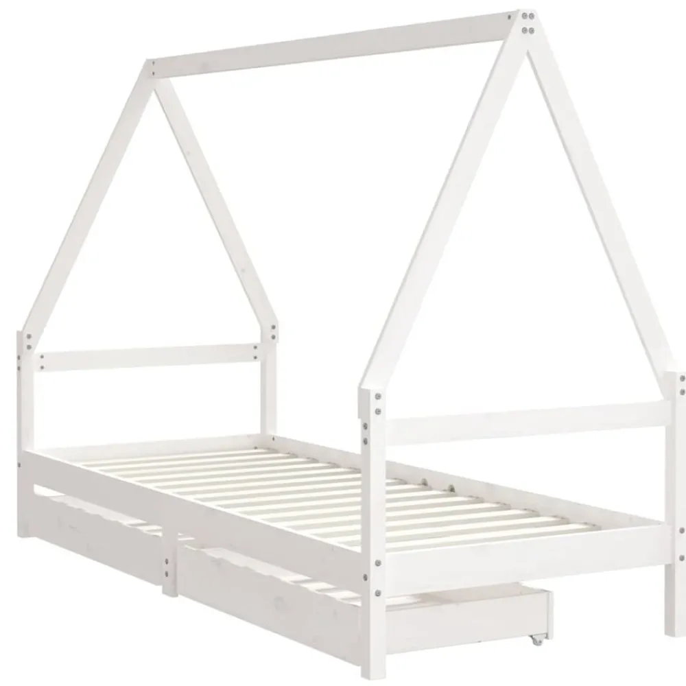 Meubelen Voor Baby'S & Peuters*vidaXL Kinderbedframe met lades 80x200 cm massief grenenhout Wit