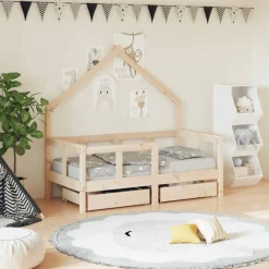 Meubelen Voor Baby'S & Peuters*vidaXL Kinderbedframe met lades 70x140 cm massief grenenhout Naturel