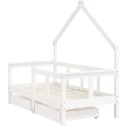 Meubelen Voor Baby'S & Peuters*vidaXL Kinderbedframe met lades 70x140 cm massief grenenhout Wit