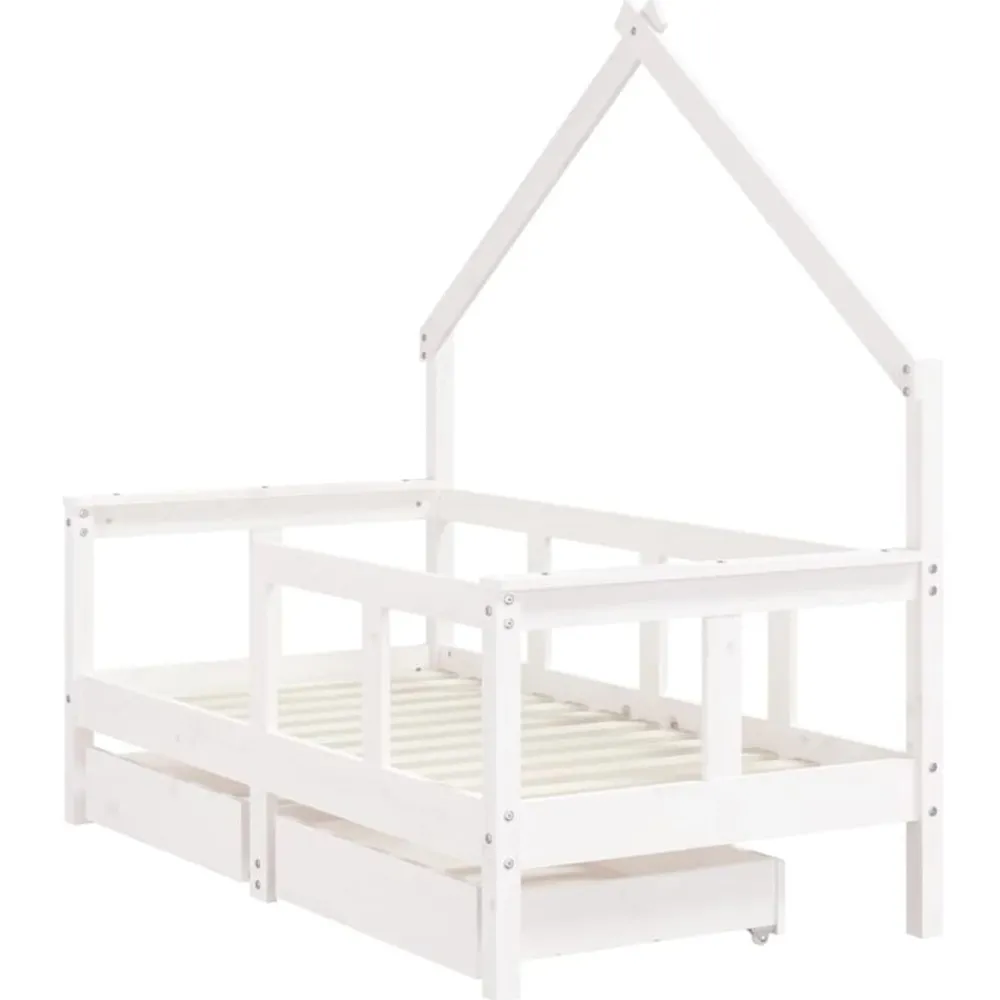 Meubelen Voor Baby'S & Peuters*vidaXL Kinderbedframe met lades 70x140 cm massief grenenhout Wit