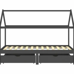 Meubelen Voor Baby'S & Peuters*vidaXL Kinderbedframe met lades grenenhout 90x200 cm Donkergrijs