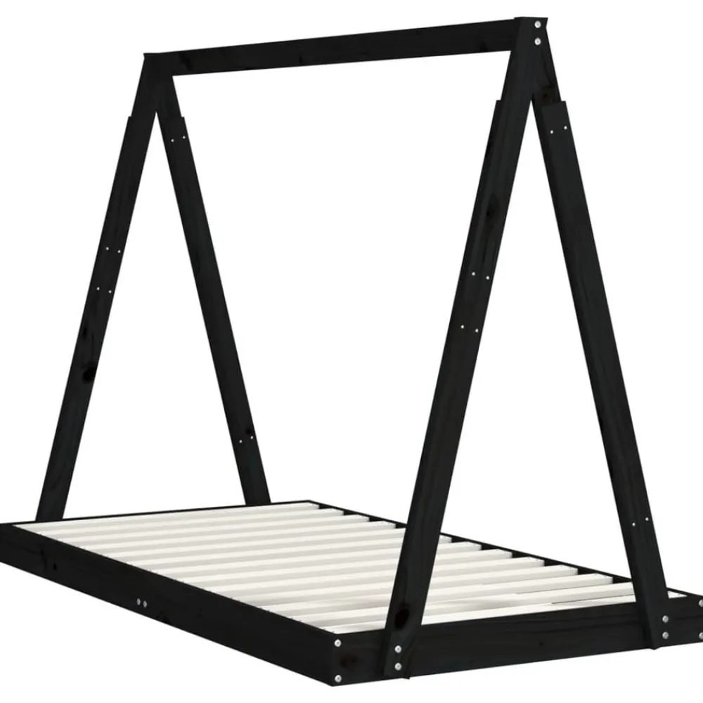 Meubelen Voor Baby'S & Peuters*vidaXL Kinderbedframe 80x160 cm massief grenenhout Zwart