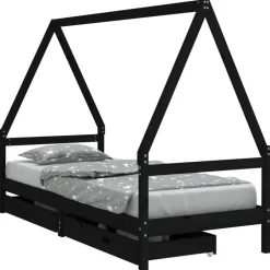 Meubelen Voor Baby'S & Peuters*vidaXL Kinderbedframe 80x200 cm massief grenenhout Zwart