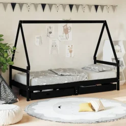 Meubelen Voor Baby'S & Peuters*vidaXL Kinderbedframe 80x200 cm massief grenenhout Zwart