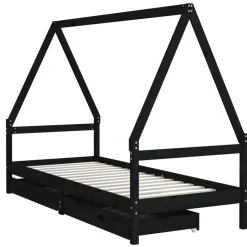 Meubelen Voor Baby'S & Peuters*vidaXL Kinderbedframe 80x200 cm massief grenenhout Zwart