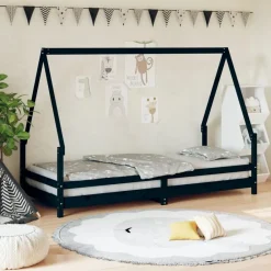 Meubelen Voor Baby'S & Peuters*vidaXL Kinderbedframe 80x200 cm massief grenenhout Zwart