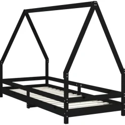 Meubelen Voor Baby'S & Peuters*vidaXL Kinderbedframe 80x200 cm massief grenenhout Zwart