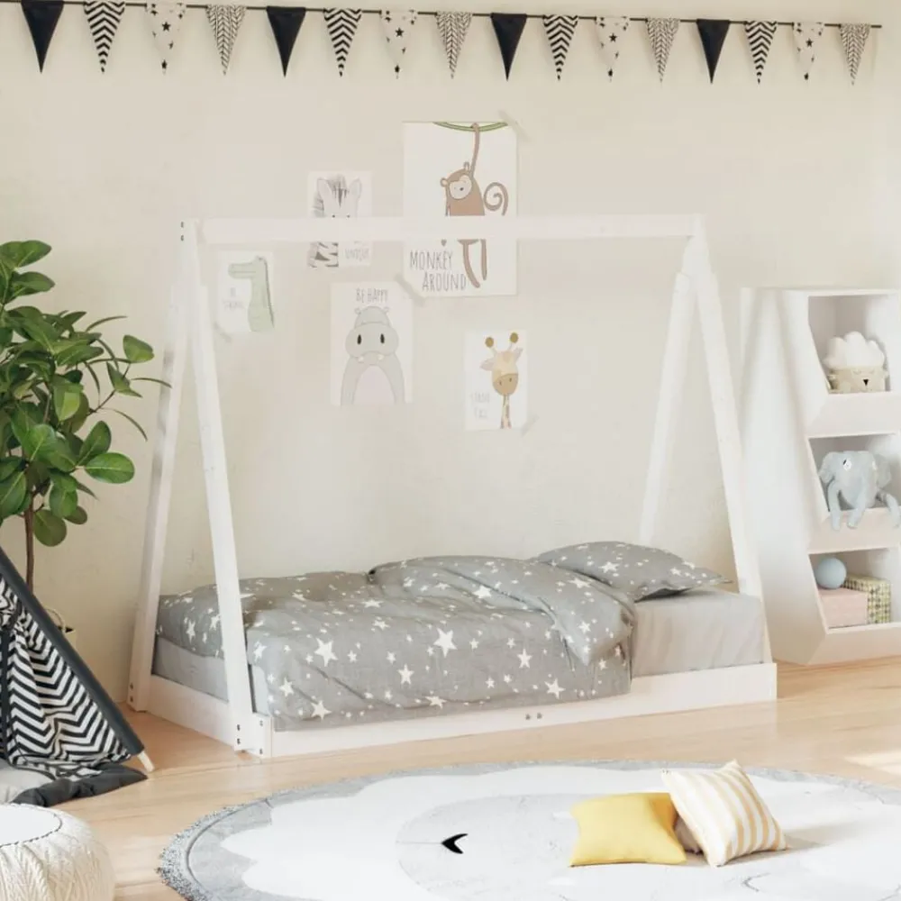 Meubelen Voor Baby'S & Peuters*vidaXL Kinderbedframe 70x140 cm massief grenenhout Wit