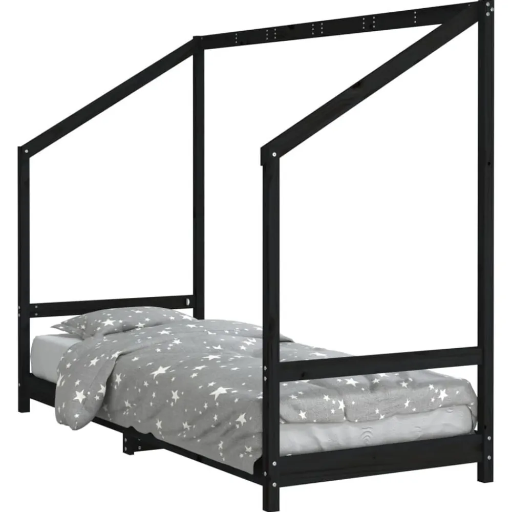 Meubelen Voor Baby'S & Peuters*vidaXL Kinderbedframe 80x200 cm massief grenenhout Zwart