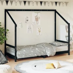 Meubelen Voor Baby'S & Peuters*vidaXL Kinderbedframe 80x200 cm massief grenenhout Zwart