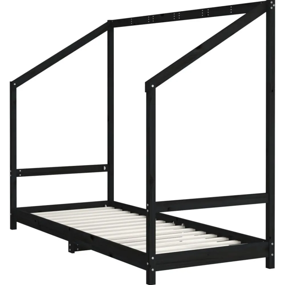 Meubelen Voor Baby'S & Peuters*vidaXL Kinderbedframe 80x200 cm massief grenenhout Zwart