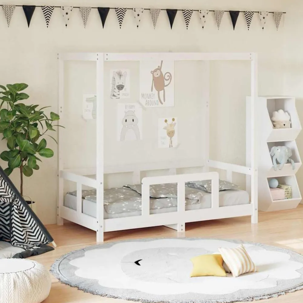 Meubelen Voor Baby'S & Peuters*vidaXL Kinderbedframe 70x140 cm massief grenenhout Wit