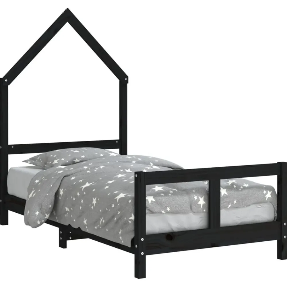 Meubelen Voor Baby'S & Peuters*vidaXL Kinderbedframe 80x160 cm massief grenenhout Zwart