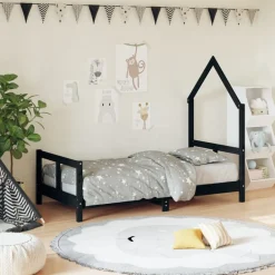 Meubelen Voor Baby'S & Peuters*vidaXL Kinderbedframe 80x160 cm massief grenenhout Zwart