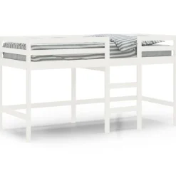 Bedden & Accessoires*vidaXL Kinderhoogslaper met ladder 90x190 cm massief grenenhout Wit