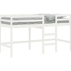 Bedden & Accessoires*vidaXL Kinderhoogslaper met ladder 90x190 cm massief grenenhout Wit