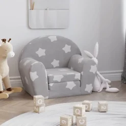 Kinderslaapbank met sterren zacht pluche lichtgrijs>vidaXL