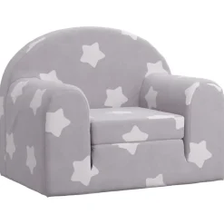 Kinderslaapbank met sterren zacht pluche lichtgrijs>vidaXL Clearance