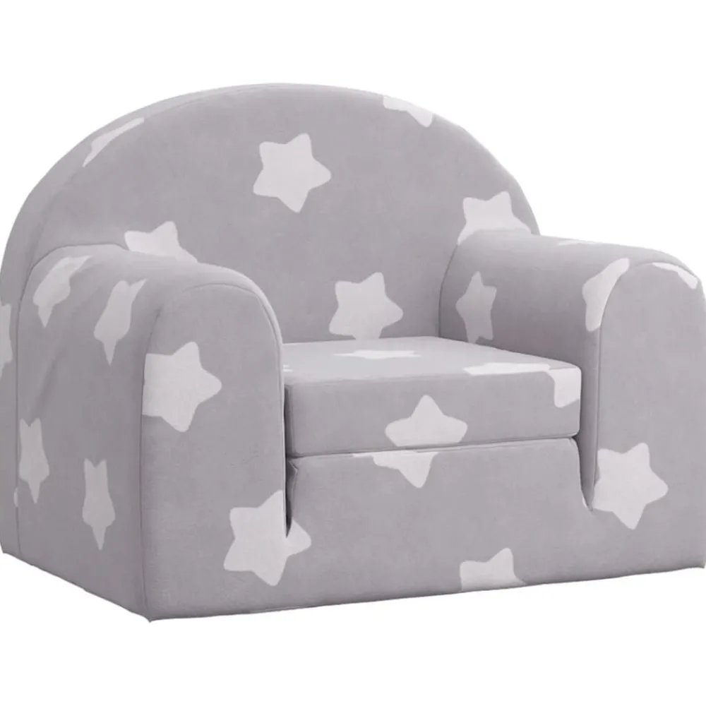 Kinderslaapbank met sterren zacht pluche lichtgrijs>vidaXL Clearance
