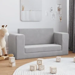 Meubelen Voor Baby'S & Peuters*vidaXL Kinderslaapbank 2-zits zacht pluche Lichtgrijs