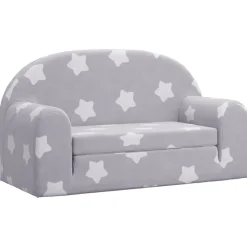 Meubelen Voor Baby'S & Peuters*vidaXL Kinderslaapbank 2-zits met sterren zacht pluche lichtgrijs Lichtgrijs en wit