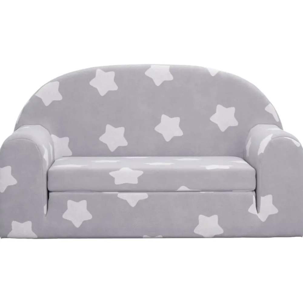 Meubelen Voor Baby'S & Peuters*vidaXL Kinderslaapbank 2-zits met sterren zacht pluche lichtgrijs Lichtgrijs en wit