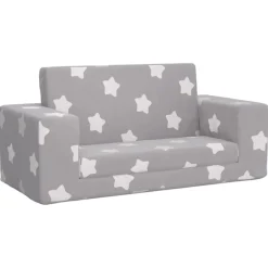 Meubelen Voor Baby'S & Peuters*vidaXL Kinderslaapbank 2-zits met sterren zacht pluche lichtgrijs Lichtgrijs en wit