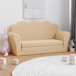 Meubelen Voor Baby'S & Peuters*vidaXL Kinderslaapbank 2-zits zacht pluche crèmekleurig Cr&egrave;me