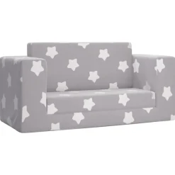 Kinderslaapbank 2-zits met sterren zacht pluche lichtgrijs>vidaXL Discount