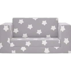 Kinderslaapbank 2-zits met sterren zacht pluche lichtgrijs><noscript><img width=