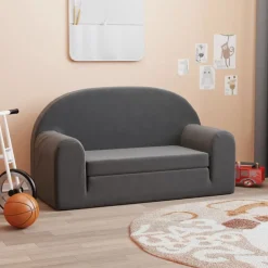 Meubelen Voor Baby'S & Peuters*vidaXL Kinderslaapbank 2-zits zacht pluche kleurig Antraciet