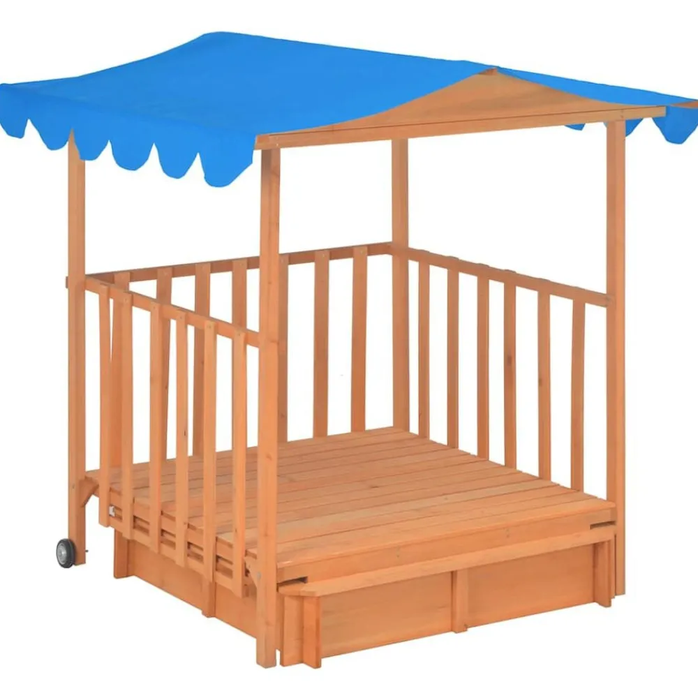Buitenspeelgoed*vidaXL Kinderspeelhuis met zandbak UV50 vurenhout blauw