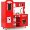Kinderspeelkeuken 84x31x89 cm MDF rood>vidaXL Hot