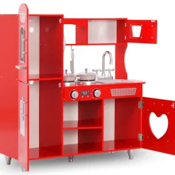 Kinderspeelkeuken 84x31x89 cm MDF rood>vidaXL Hot