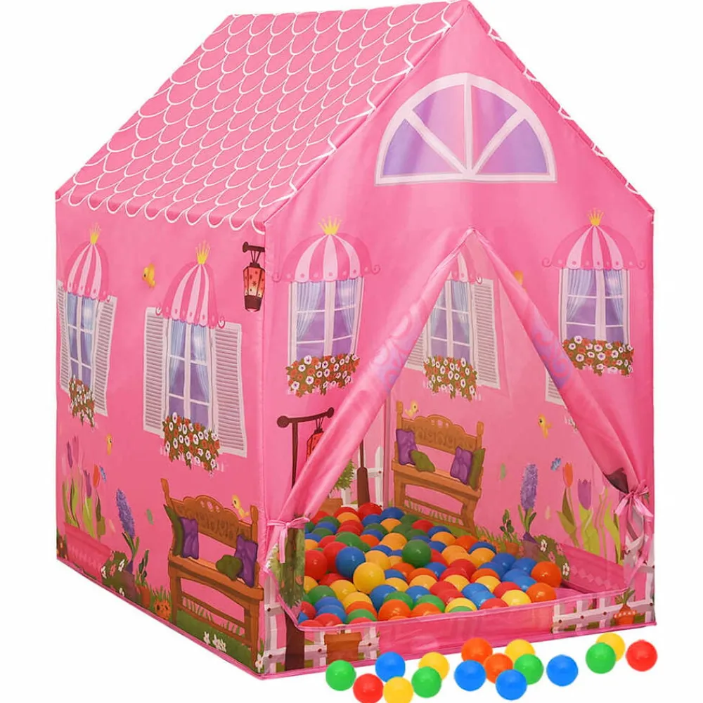 Kinderspeeltent met 250 ballen 69x94x104 cm roze>vidaXL Outlet