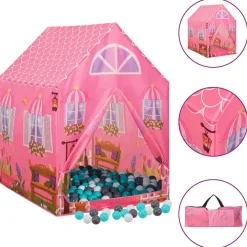 Buitenspeelgoed*vidaXL Kinderspeeltent met 250 ballen 69x94x104 cm roze Meerkleurig 1